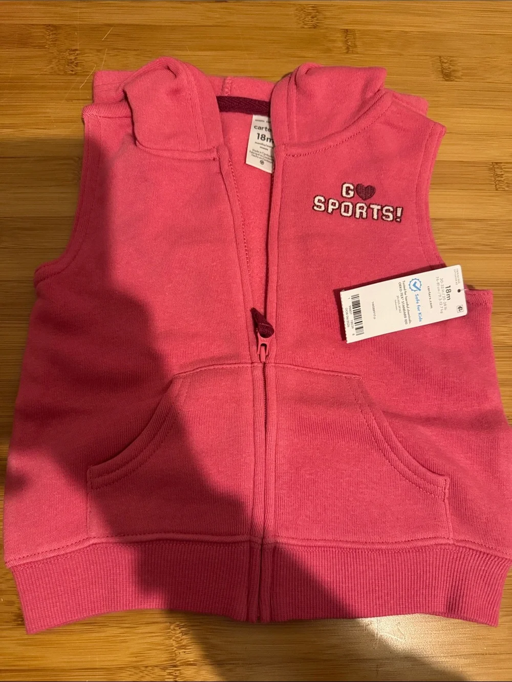 Carter's Pink Ribbed Kids' Leggings Set with Sports Hoodie
